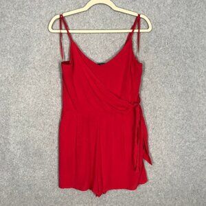 One Clothing Wrap Side Tie Ruched Romper Medium Pockets Vacation Resort Feminine